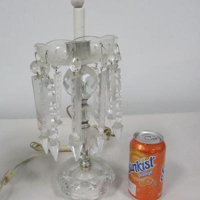 Pair of Electric Crystal Cut Glass Lamps