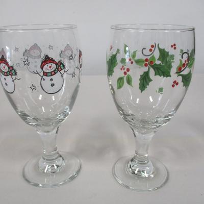 Vintage Libby Snowman & Holly & Berries Glasses