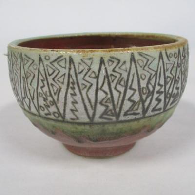 Signed Hand Thrown Pottery Bowl