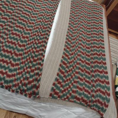 Set of Two Hand Crocheted Needlework Blankets