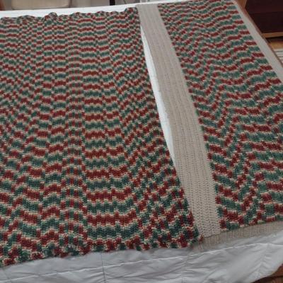Set of Two Hand Crocheted Needlework Blankets