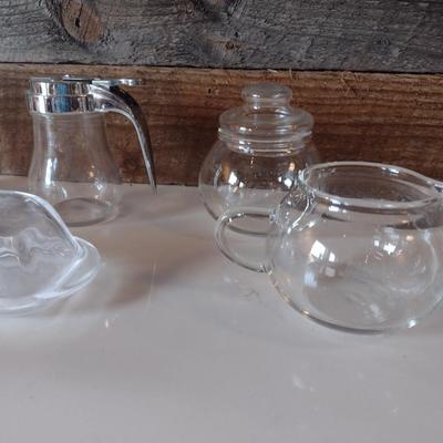 Assortment of Clear Glass Table Service Pieces