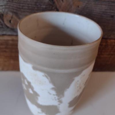 Hand Thrown Pottery Vase with Brushed Accents by Fran Symes