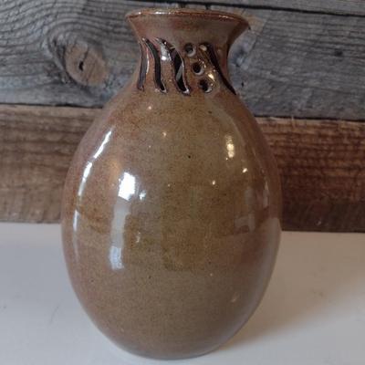 Hand Thrown Pottery Vase with Reticulated Neck Design by Fran Symes