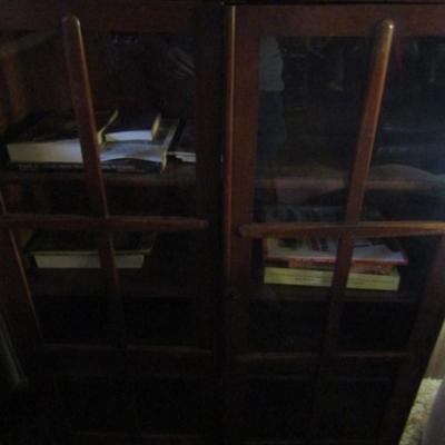 Two Door Glass Front Wooden Library Cabinet- Approx 36