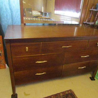 MCM Solid Wood Dresser with Mirror- Profile by Drexel- Approx 52