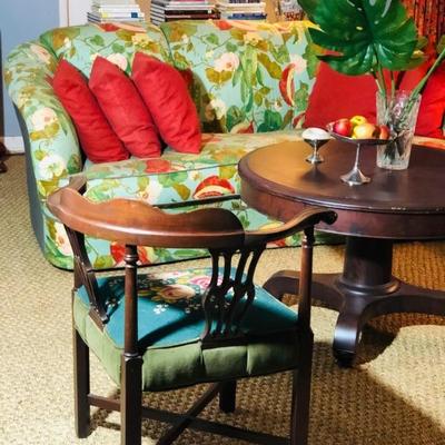 Restored & Reupholstered Needlepoint Corner Chair