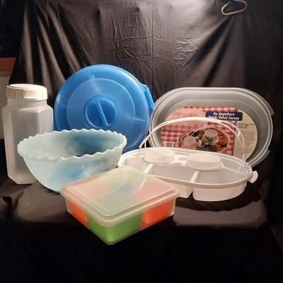 TO GO SNACK SERVERS-LARGE BOWL WITH HAND TONGS AND STORAGE CANISTER