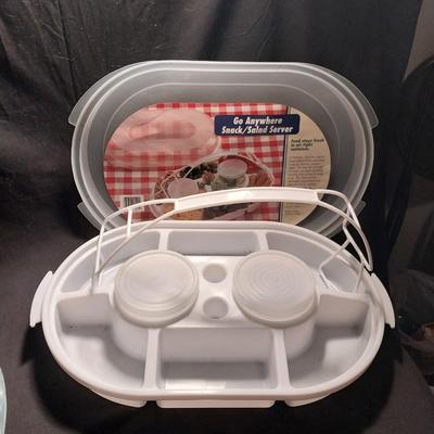 TO GO SNACK SERVERS-LARGE BOWL WITH HAND TONGS AND STORAGE CANISTER