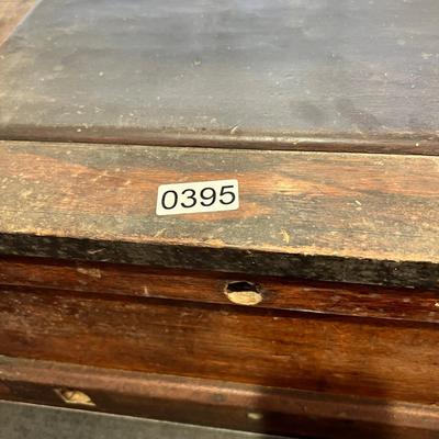 Antique Wood Tool Box / Sea Chest with Contents