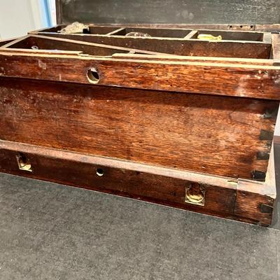 Antique Wood Tool Box / Sea Chest with Contents