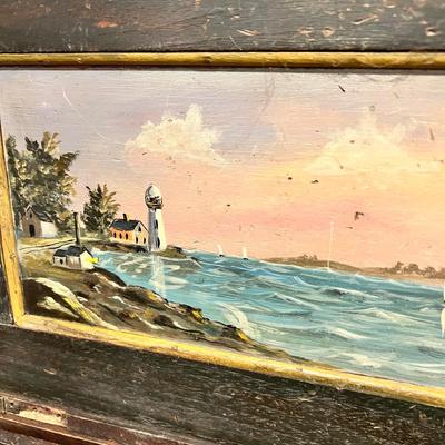 Antique Wood Tool Box / Sea Chest with Contents