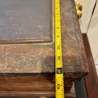 Antique Wood Tool Box / Sea Chest with Contents