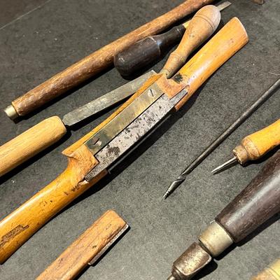 Antique Wood Handle Tool Lot