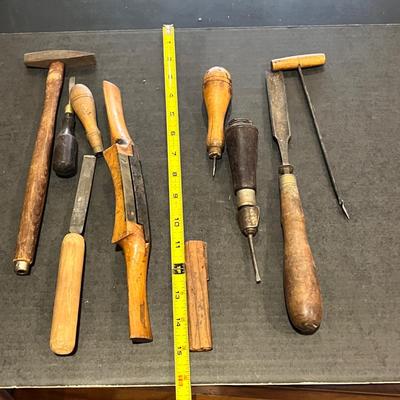 Antique Wood Handle Tool Lot