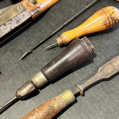 Antique Wood Handle Tool Lot