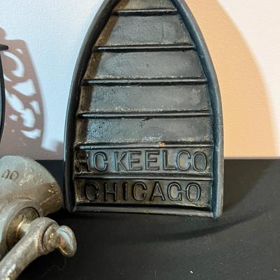 Antique Cast Iron Meat Grinders, Cherry Stoner, Irons w/ Bases