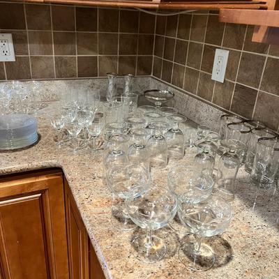 Large Lot Vintage Etched Glassware