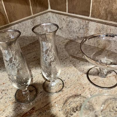 Large Lot Vintage Etched Glassware