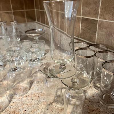Large Lot Vintage Etched Glassware