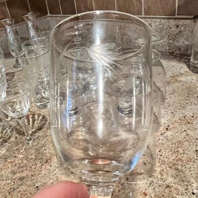 Large Lot Vintage Etched Glassware