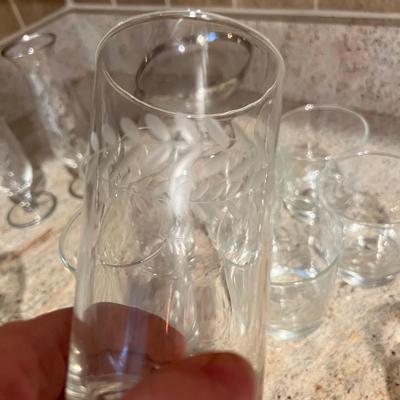 Large Lot Vintage Etched Glassware