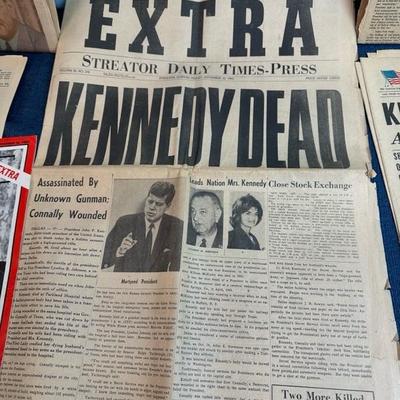 Lot 122 collection of newspapers regarding JFK assassination