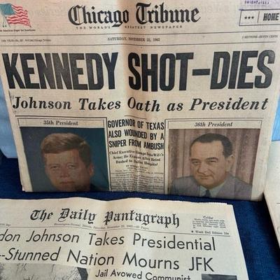 Lot 122 collection of newspapers regarding JFK assassination