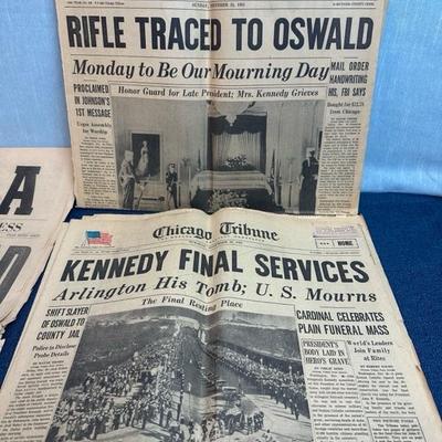 Lot 122 collection of newspapers regarding JFK assassination
