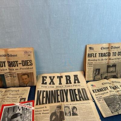 Lot 122 collection of newspapers regarding JFK assassination