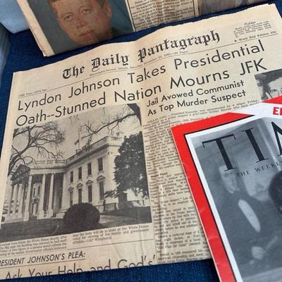 Lot 122 collection of newspapers regarding JFK assassination