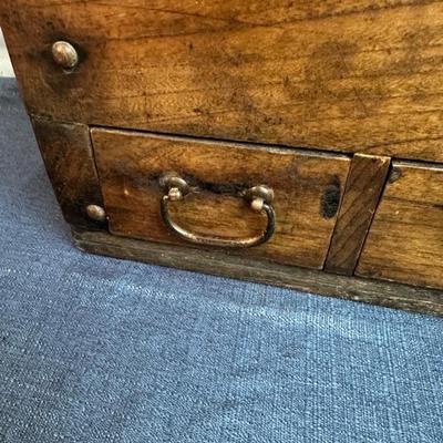 Lot 129 antique wood drop safe