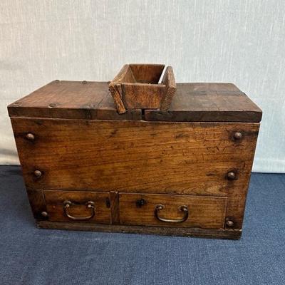 Lot 129 antique wood drop safe