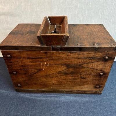 Lot 129 antique wood drop safe