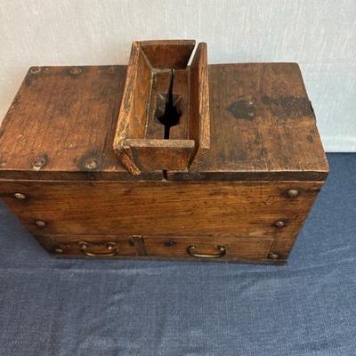 Lot 129 antique wood drop safe