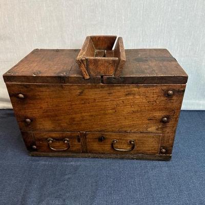 Lot 129 antique wood drop safe
