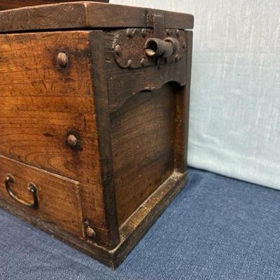 Lot 129 antique wood drop safe