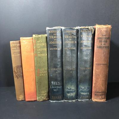 LOT 1D: Antique Books - Mark Twain's Life on the Mississippi (1883), Alice Morse Elise's Two Centuries of Costume in America (1903),...