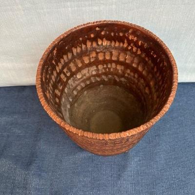 Lot 131 metal embossed bowl made in Greece approximately 9 inches tall