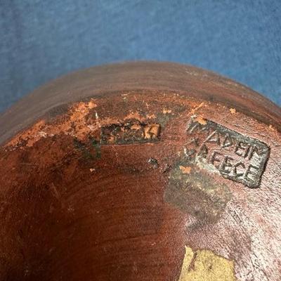 Lot 131 metal embossed bowl made in Greece approximately 9 inches tall