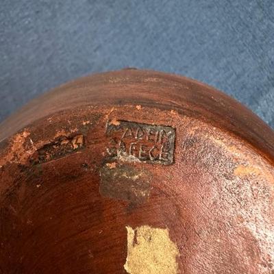 Lot 131 metal embossed bowl made in Greece approximately 9 inches tall
