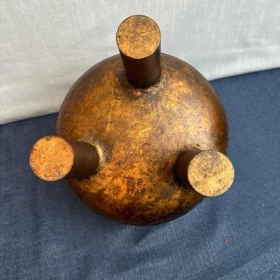 Lot 132 Large Chinese Cold Gilded Cast Iron Tripod Censer