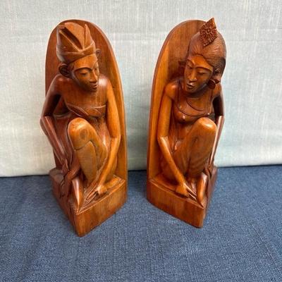 Lot 133 Vtg Balinese Indonesia 9 1-2â€ Wooden Carving Statue Sculpture Figurine 
