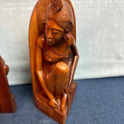 Lot 133 Vtg Balinese Indonesia 9 1-2â€ Wooden Carving Statue Sculpture Figurine 