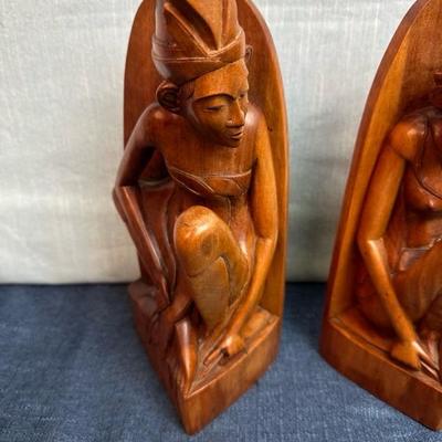 Lot 133 Vtg Balinese Indonesia 9 1-2â€ Wooden Carving Statue Sculpture Figurine 