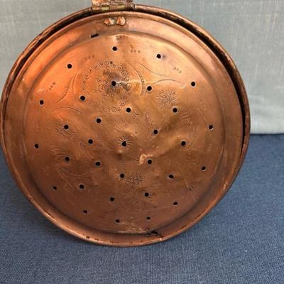 Lot 137, antique bed warmer