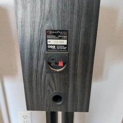 PAIR VENTURI SPEAKERS ON FREE STANDING STANDS