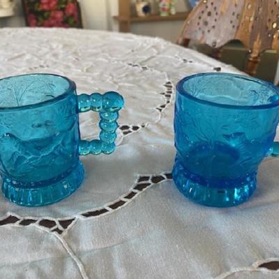 LOT 100 VINTAGE BLUE GLASS ITEMS