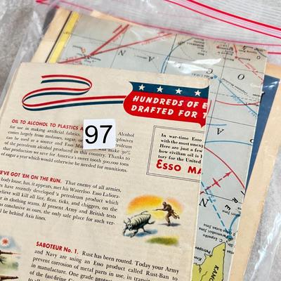 Antique Vintage Lot 40â€™s Maps, Advertising, Ephemera