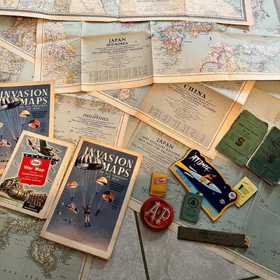 Antique Vintage Lot 40â€™s Maps, Advertising, Ephemera